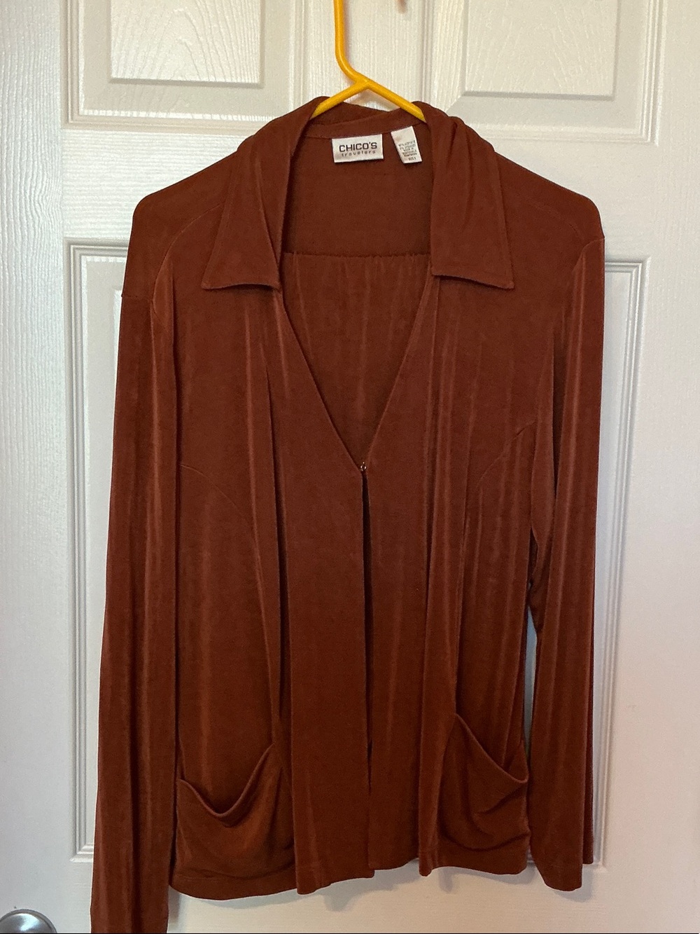 Chico's Rust Brown Zip-Front Drapey Jacket